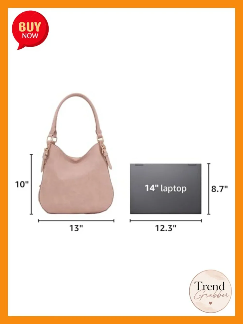 Lightweight Faux Leather Medium Hobo Bag 3 Compartments Gold Hardware